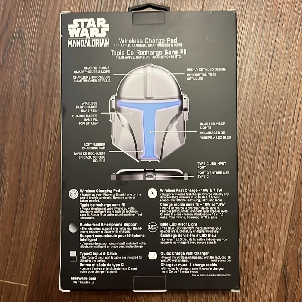 Star Wars Mandalorian Wireless Charge Pad New in factory sealed box Disney - Picture 6 of 14